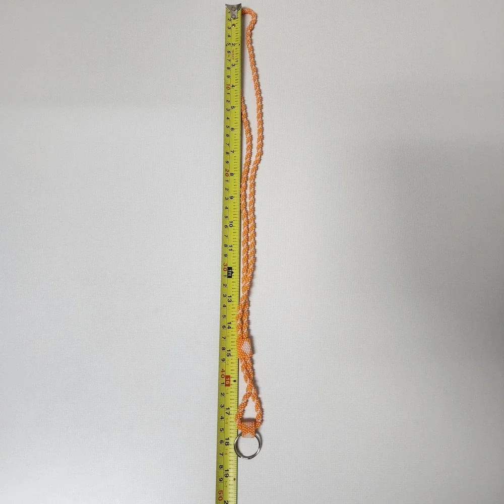 Beaded Lanyard ID Badge Holder Necklace Orange & White 36